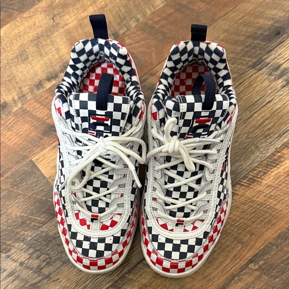 Fila Checkered Sneakers - Red, Black, White - Picture 1 of 5